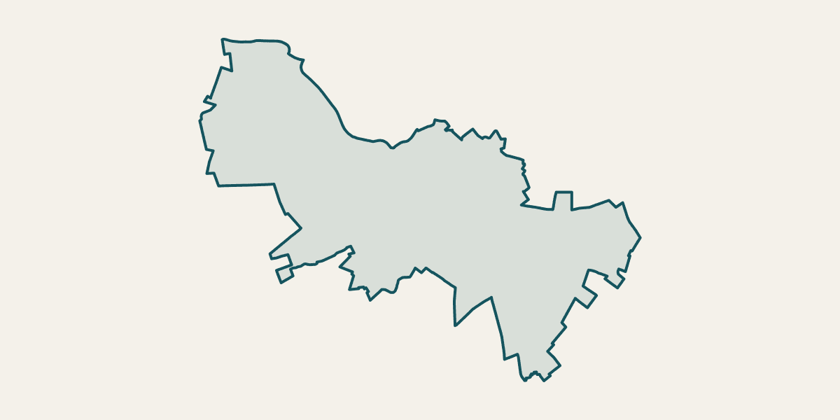 La limite de la commune d'Arras, tracée en teal sur fond crème.